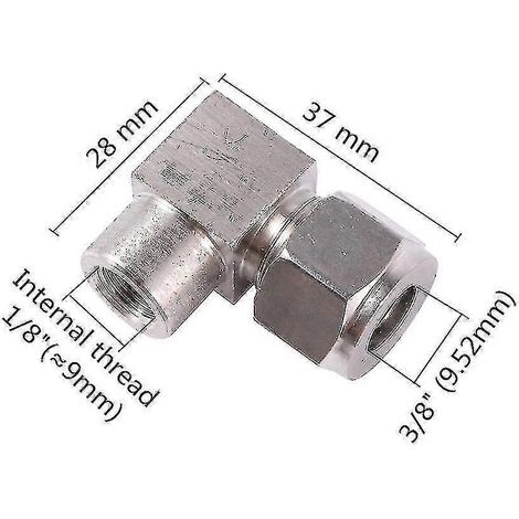 Raccord coudé à verrouillage par glissement 3/8" à cambrure 90, filetage femelle 1/8", pour système d'atomisation et irrigation de jardin. (1/5)