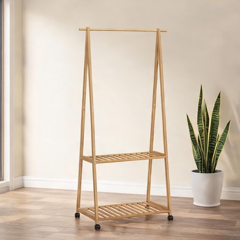 Porte-manteau cor de madeira natural en bambu (1/5)