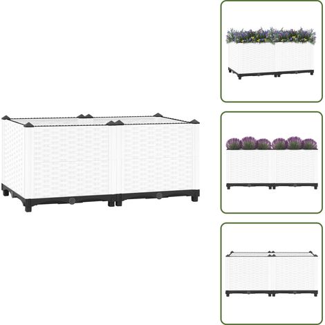 Hochbeet 80x40x38 cm Polypropylen - Hochbeet - Pflanzkasten - Gartenmöbel - Polypropylen - Weiß (1/5)