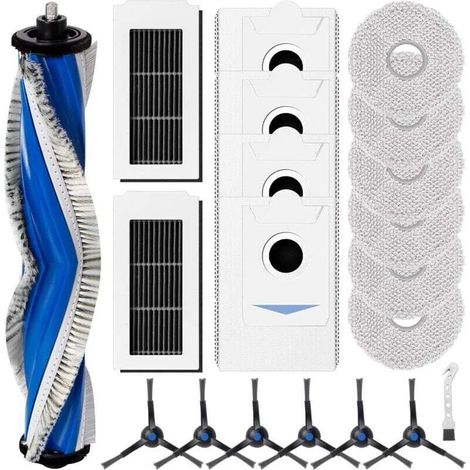 Kit de accesorios para la aspiradora robot ECOVACS DEEBOT X5 Omni con 1 cepillo giratorio, 2 filtros HEPA, 6 paños de limpieza, 4 bolsas para el polvo, 6 cepillos laterales, 1 cepillo de limpieza. (1/5)