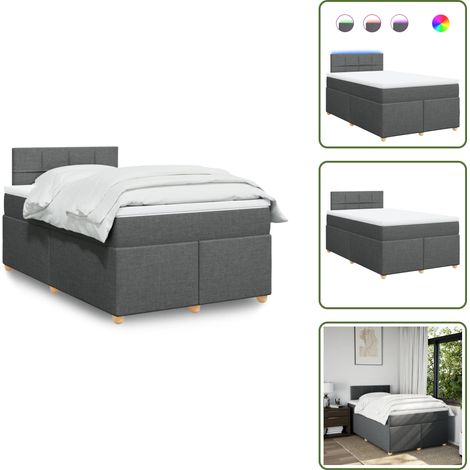Sommier à lattes de lit avec matelas Gris foncé 120x200cm Tissu - Sommier À Lattes De Lit - Sommiers À Lattes De Lit - Lit - Meuble De Chambre À Coucher (1/5)