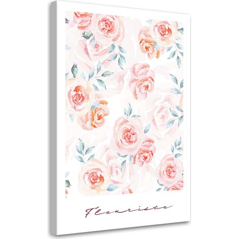 Tableau sur toile Fleurs Rose Pastel 60x90 (1/5)