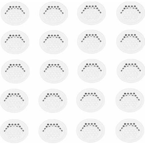 Ahlsen – Grille aération VMC 20 pièces – Grille ronde en inox blanc 35mm – Pour cuisine et meubles – Diamètre extérieur 42mm – Hauteur 10mm (1/5)