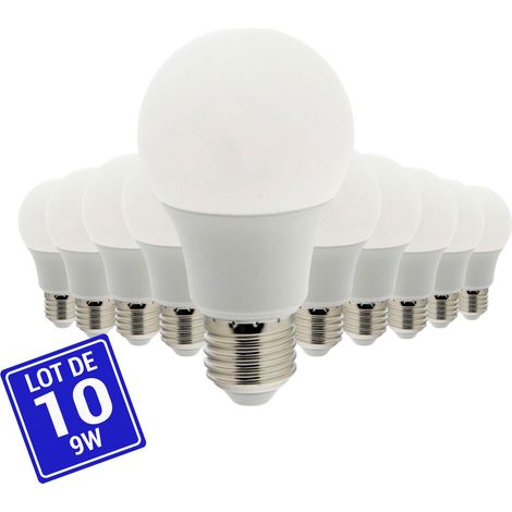 Pack X 10 - Bombilla LED E27 A60 - 9W - Blanco Cálido (1/4)