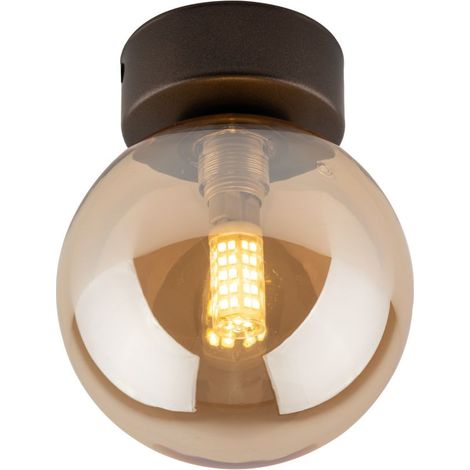 Deckenleuchte Metall Rauchglas G9 D: 12 cm rund Braun Bernstein Modern (1/4)