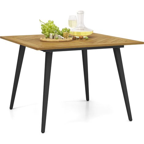 COSTWAY 4-Person Outdoor Dining Table 107 x 107cm Acacia Wood Patio Bistro Table (1/5)