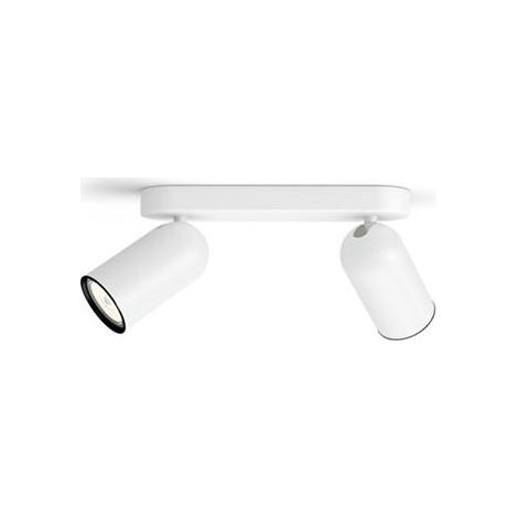 Lampada da Soffitto con Due Faretti Pongee Bianco (1/4)