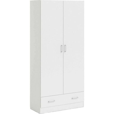 Armadio Multiuso Con 2 Ante E 1 Cassetto Design Moderno Salvaspazio Con Ripiani Interni E Vano Contenitore Ideale Per Camera Da Letto O Ingresso 79.4 X 35.7 X 170.4 Cm Bianco (1/5)