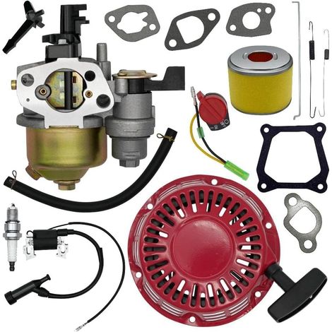 Kit Carburateur et Lanceur pour Moteur GX160 GX200 168F 196cc / Compatible avec GX120, 212cc, Bobine d'Allumage, Filtre à Air 17210-ZE1-505, Bougie, Joints de Rechange (1/5)