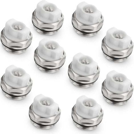 Lot de 10 Bouchons de Robinet de Purge de Radiateur Manuel - 1/2" (1/4)