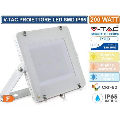 Faro Led Flood Light 200W IP65 Bianco Freddo Super Slim 56mm Carcassa Bianca Samsung Garanzia 5 Anni SKU-421 (1/5)