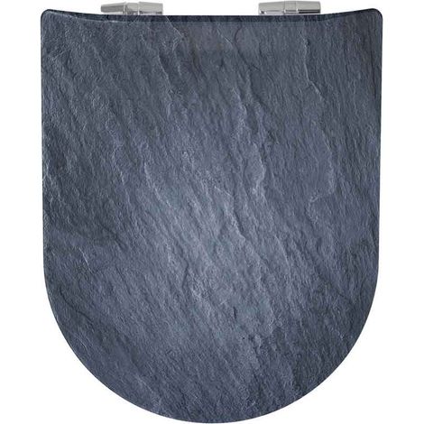 Abattant wood slim à descente assistée en imitation ardoise Ardoise 47.5x36.5 cm (1/3)