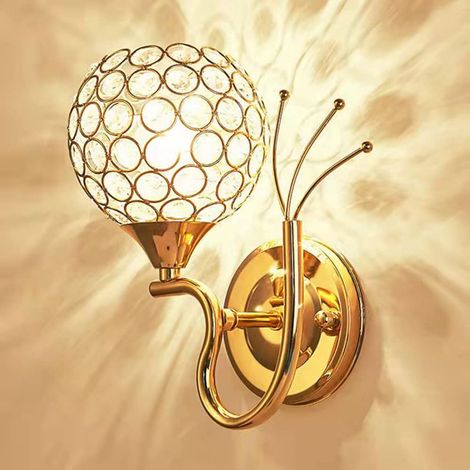 Applique murale LED moderne en cristal avec douille E27 - Suspension lumineuse pour chambre, couloir (ampoule non incluse, câble à droite) (1/5)