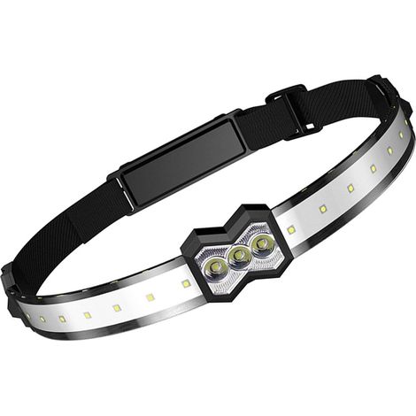 Lampe frontale LED USB rechargeable, torche frontale pour course, camping, lecture, vélo, pêche, randonnée, jogging – Confortable et réglable–DELKEVIC