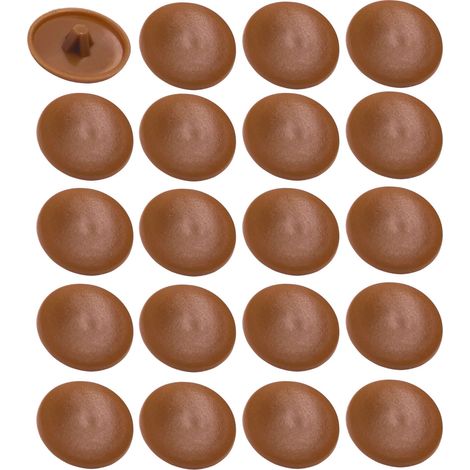 20x Cache vis en plastique cruciforme 11,5mm Pozidriv pz2 capuchon protection meuble universel, marron cerisier