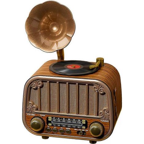 Tragbares Vintage-Radio mit mehreren Frequenzbändern (FM, AM, SW), drahtlosem Musikstreaming und TF-Kartenwiedergabe für Haus und Garten (1/5)