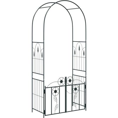 Arche de jardin avec mécanisme de verrouillage, noire, 102 x 50 x 218 cm