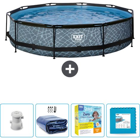 Exit Pool Rund - Steinoptik - 360x76 cm - 5-teilig SCB23 (1/4)