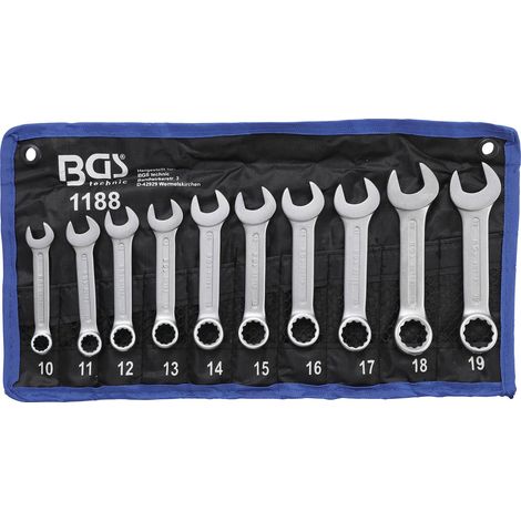 Bgs technic cromo vanadio set di 10 chiavi miste corte da 10 a 19 mm