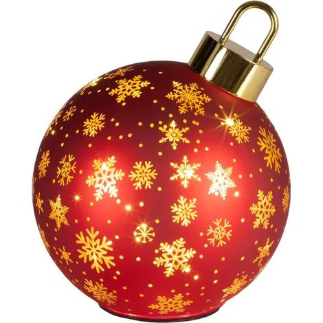 Sfera natalizia girevole in vetro rossa con LED Ø18 × H23 cm (1/4)