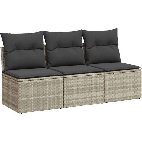 Maison Exclusive - Divano da Giardino con Cuscini 3 Posti Grigio Chiaro Polyrattan