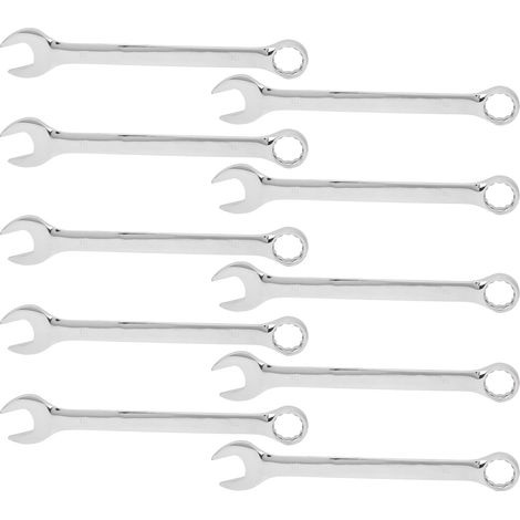 Clé à molette double tête 18mm, lot de 10, acier chrome-vanadium, clé mixte à cliquet manuelle (1/5)