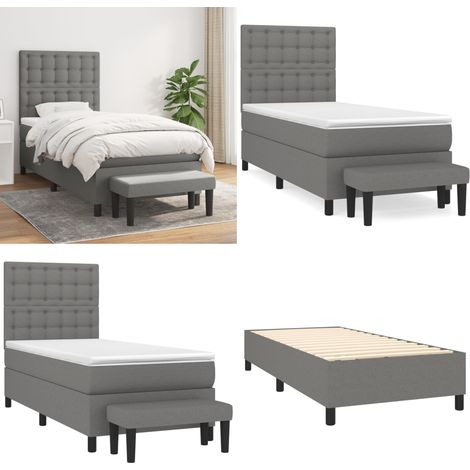 Boxspringbett mit Matratze Dunkelgrau 90x200 cm Stoff - Boxspringbett - Doppelbett - Schlafraum - Bettgestell - Bettsofa - Home & Living (1/5)