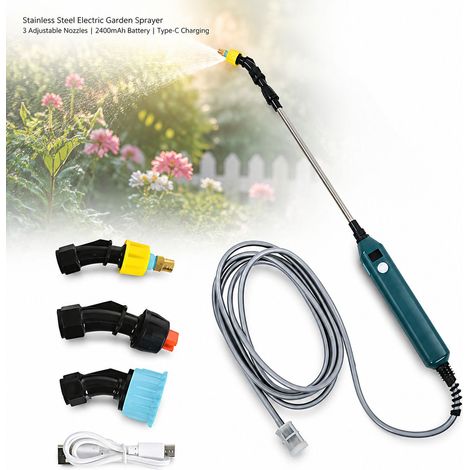 Pistola per irrigazione elettrica - Retrattile da 23 pollici - Ugello in rame - Batteria da 2400 mAh - Tubo flessibile da 3 m (1/5)