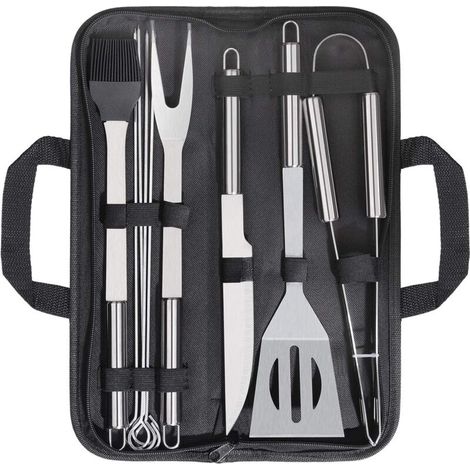 Ustensiles Barbecue, 9 Pièces Kit Barbecue Acier Inoxydable, Kit Barbecue Outil de Barbecue en Acier Inoxydable Ustensiles de Barbecue pour Grillades, Acier Inoxydable Outil de Barbecue (1/5)