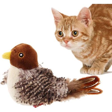Interactive cat toy – Simulated chirping plush bird – Realistic sounds and automatic movements – 14 x 7 cm (1/5)