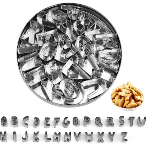 26 Emporte-Pièces, Alphabet, Acier Inoxydable, Biscuit, Fondant, Cuisson, Enfant (1/5)