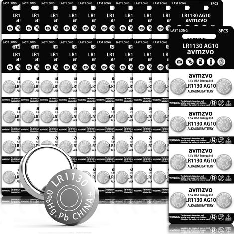 Lot de 160 Piles Bouton alcalines AG10 LR 1130 1,5 V LR54 1131 189 sans Mercure (1/5)