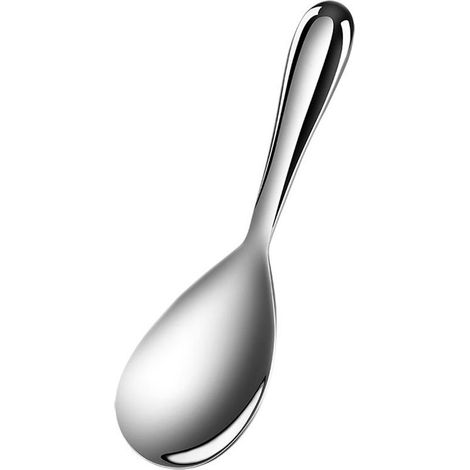 Cuillère de service en acier inoxydable poli, pour curry, crèmes desserts et riz. (1/5)