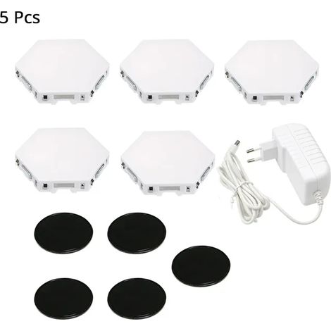 Lot de 5 lampes LED modulaires hexagonales tactiles, veilleuse, applique murale (1/5)