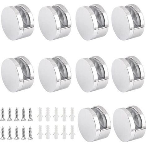 10 Pièces Clips Verre en Alliage Zinc Clips de Miroir Support pour 4-6mm Pince de Verre (Accessoires Compris) (1/4)