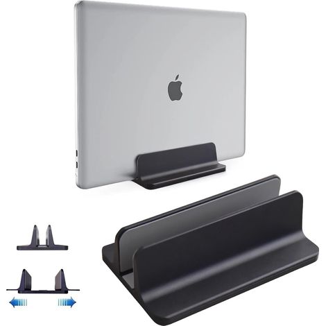 JSSEVN - Adjustable aluminum vertical laptop stand (Black) (1/5)