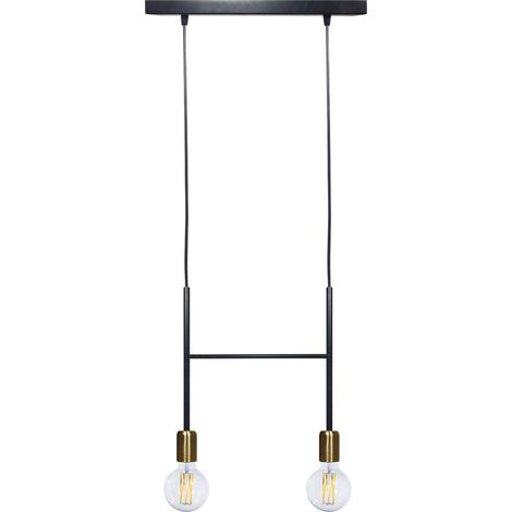 Sospensione 2xE27 Montatura Verniciata Nero Oro Satinato E-Energy Elvira (1/2)