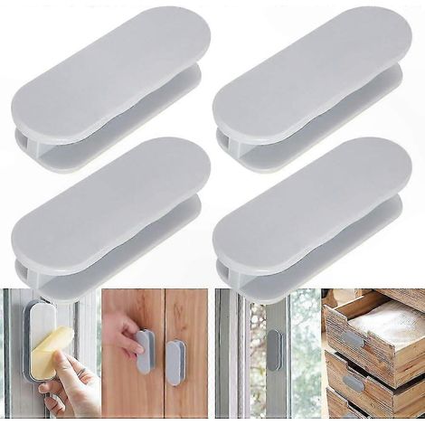 Set mit 4 selbstklebenden Druckgriffen für Schranktüren, Schubladen und Schiebefenster (1/5)