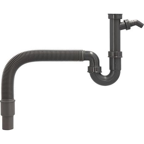 Siphon d’évier 11/2" x 40/50 mm, tube de sortie flexible avec raccord de tuyau en matière recyclée