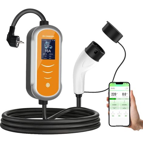 Caricabatterie per auto elettriche, cavo da 5 m, controllo tramite app intelligente, 3,5 kW 16 A 5 m (1/2)