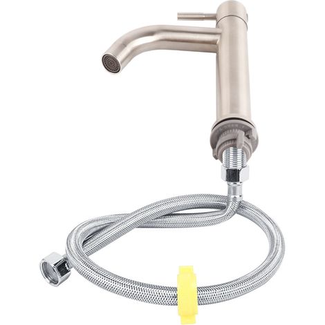Robinet de Lavabo en Acier Inoxydable Brossé pour Salle de Bain, Eau Froide Unique (1/5)