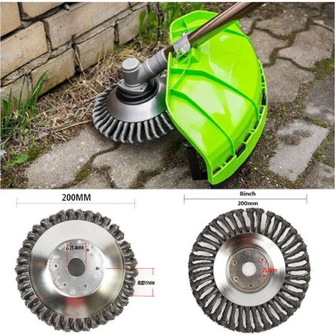 Tête Brosse Désherbage Métallique,Coupe-herbe Débroussailleuse de 200 mm de diamètre Brosse métallique Débroussailleuse Peut éliminer efficacement les mauvaises herbes (1/4)