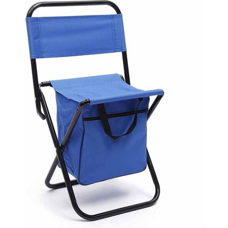 Chaise pliable extérieure bleue pour camping, pêche et loisirs, portable avec sac de transport (1/5)