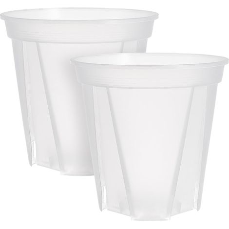 2pcs Pots à orchidée de 24cm avec trous Pot De Fleur Transparent Planteur Pots De Pépinière Transparents Pots en Plastique pour Plantes Pots Jardin Clair Pon Cactus Rond PP Blanche (1/5)