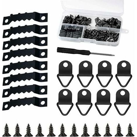 251 pièces Attache Cadre Accroche Tableau Kit de \u200bSuspension pour Cadre Photo Fixations Accroche Photo avec Boîte de Rangement et 150 Vis Noir (1/5)