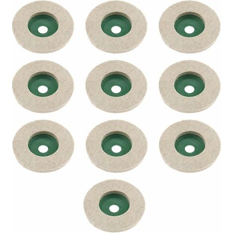 Lot de 10 disques de polissage en feutre de laine pour meuleuse d'angle en céramique, marbre, bois, 97 mm (1/2)