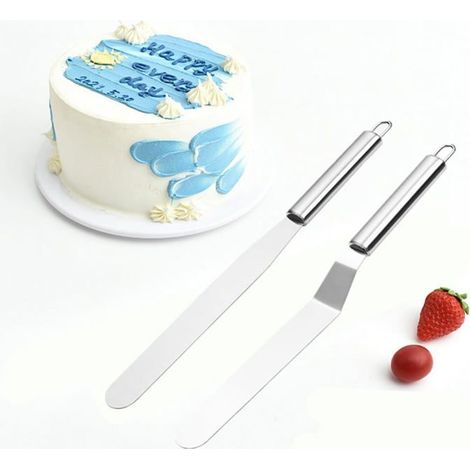 Lot de 2 spatules à gâteau en acier inoxydable, 20,3 cm, avec manches en acier inoxydable pour la maison, la cuisine ou (1/5)