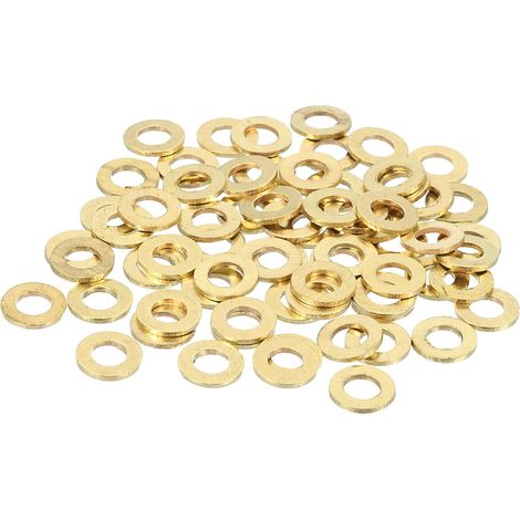 70Pcs Rondelles Métal Plates Laiton, Kit Rondelles Cuivre M4 Écrasées, 4mm ID, 8mm OD, 0.8mm Épaisseur Pour Boulons Vis Réparation, Construction (1/5)