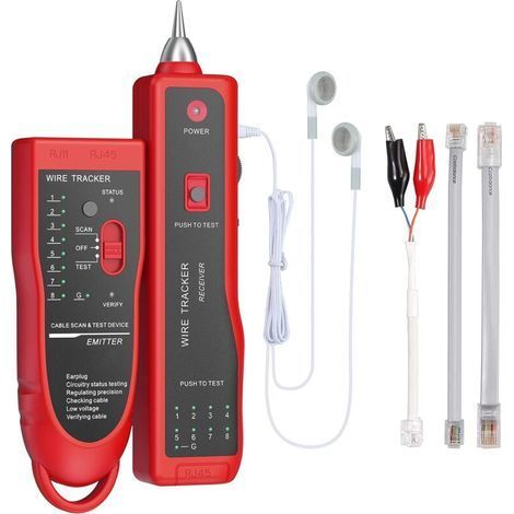 Wire Tracker RJ11 RJ45 Finder Ethernet LAN Multifonction Toner Tracer Réseau Collation de Câble Téléphone Ligne Testeur de Continuité (Rouge) (1/5)