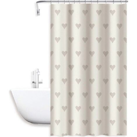 TRADE SHOP - Tenda Moderna Doccia Vasca Bagno Impermeabile Pvc 12 Ganci Cuori 180x200cm 79228 - (1/2)